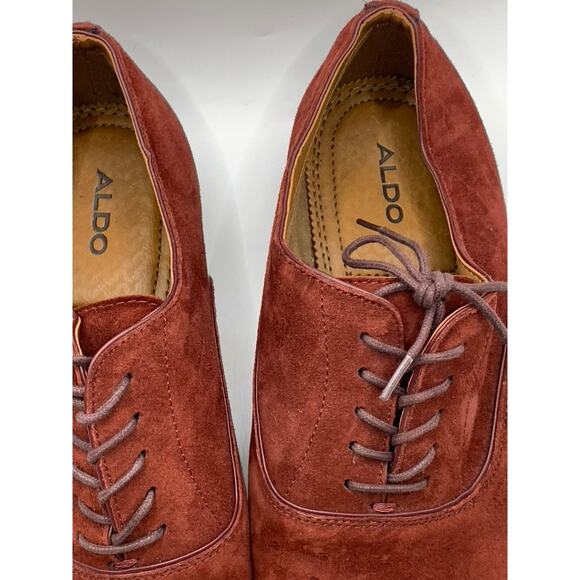 ALDO Men\'s Burgundy Suede Lace-Up Oxford Shoes SZ 8